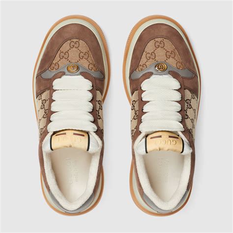 Men's GG sneaker in beige and ebony GG canvas 